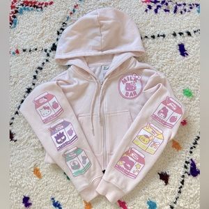 SOLD Sanrio Strawberry Milk Hello Kitty Crop Zip Hoodie (S Women’s S)